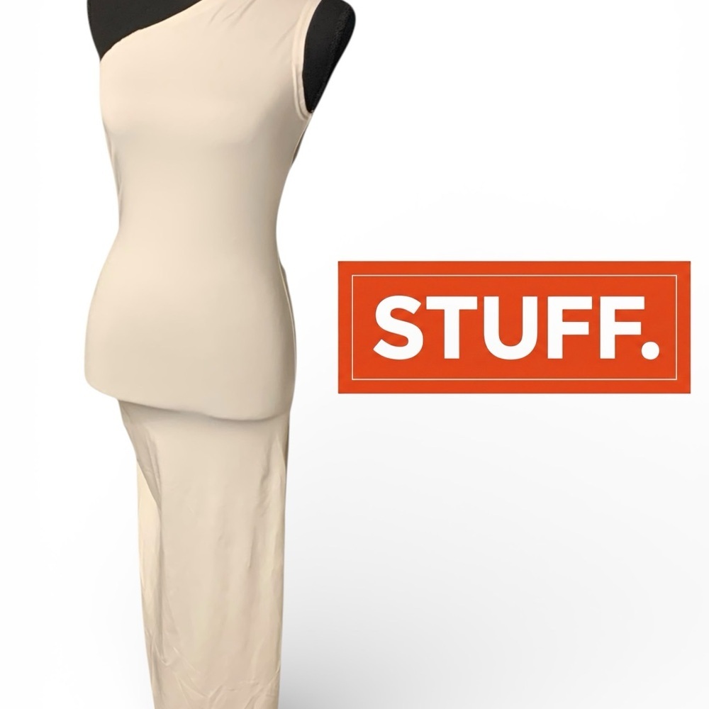 Elegant Cream One-Shoulder Dress (item#10167)